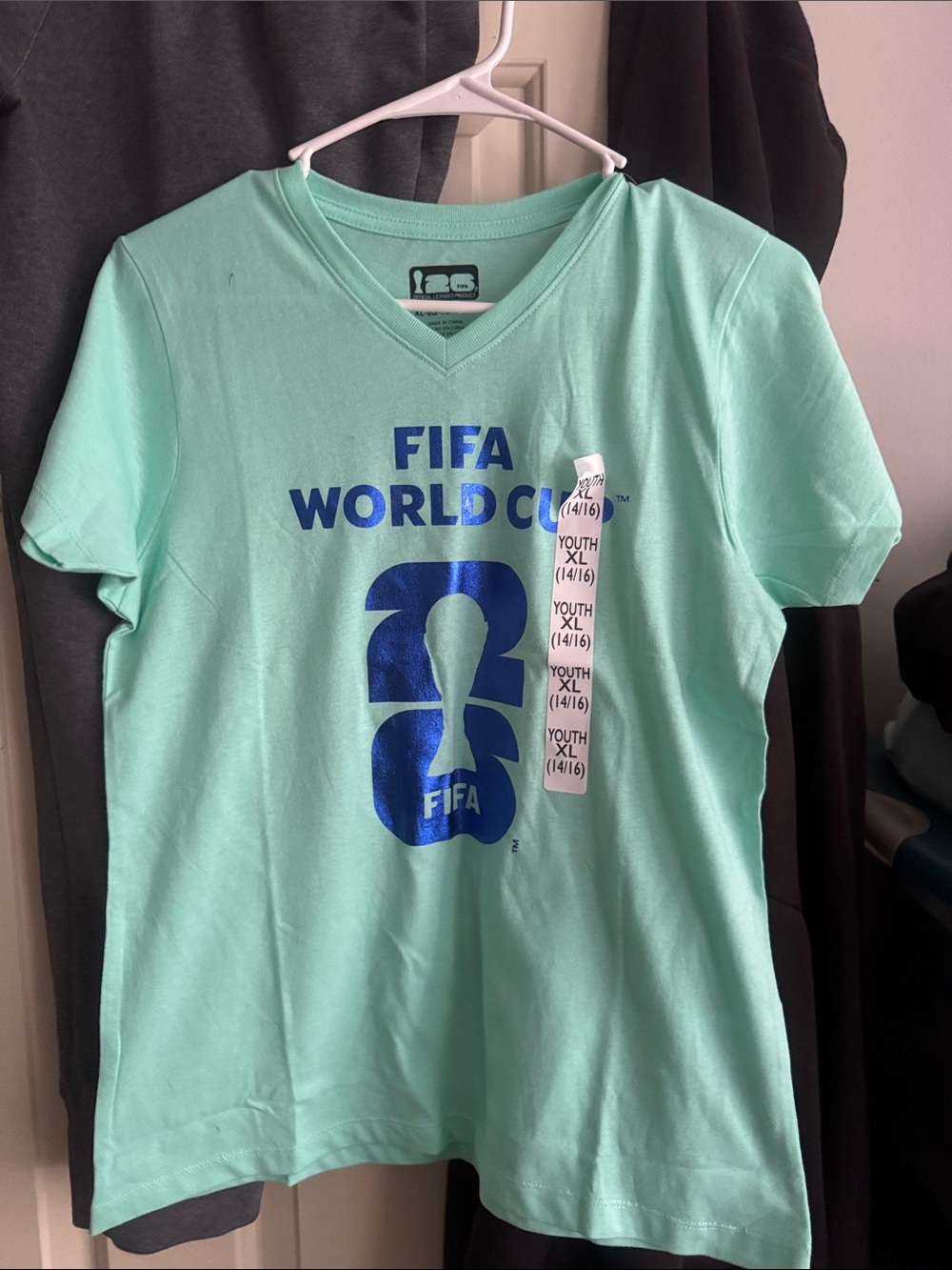 World Cup Youth V-Neck Tee - Mint Blue